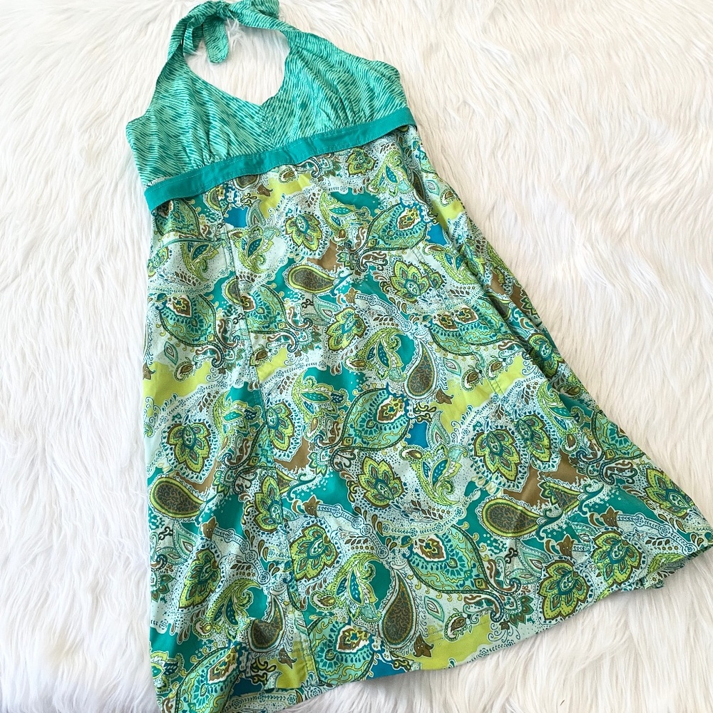 Athlete Green Print Halter Dress